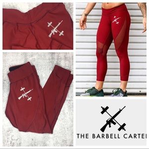 Red The Barbell Cartel Mesh Insert Leggings